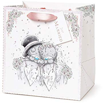 Me To You Tatty Teddy Husband Wife Marriage Wedding White Gift Wrap Bag Just Married (Large 2020 Design) (Small)