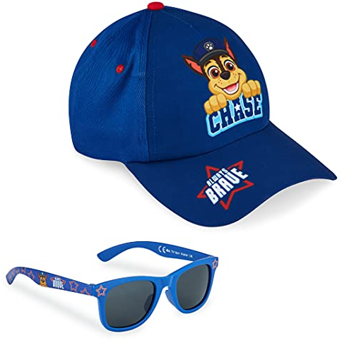 PAW PATROL Sonnenhut, Baseball Cap und Sonnenbrille Set für Kinder - UV Schutz, Kappe für Jungen ab 3 Jahren (Blau, Einheitsgröße)