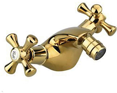 Vetrineinrete® Rubinetto per bagno miscelatore doppio comando lavabo bidet vasca doccia in ottone oro lucido (Bidet) M78
