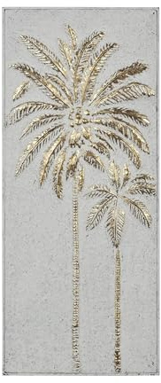 Deco 79 Metal Tree Home Wall Decor Relief Palm Wall Sculpture with Gold Detailing, Wall Art 14 x 1 x 33, Gold