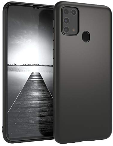 EAZY CASE Handyhülle Silikon mit Kameraschutz kompatibel mit Samsung Galaxy M31 in Schwarz Matt, Ultra dünn, Slimcover, Silikonhülle, Hülle, Softcase, Backcover