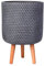 IDEALIST 27cm Large Indoor Plant Pot for Trees | Honeycomb Grey Reinforced Stone Planter with Legs | Flower Pot Cover D27 H47 cm, 17 litres