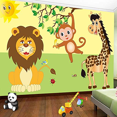 YXTSmurals Fototapete Selbstklebend 3D Effekt Löwe Affe Giraffe Wandbilder Wohnzimmer 3D Wandtapete Fotohintergrund Art Poster Schlafzimmer Flur Wanddeko
