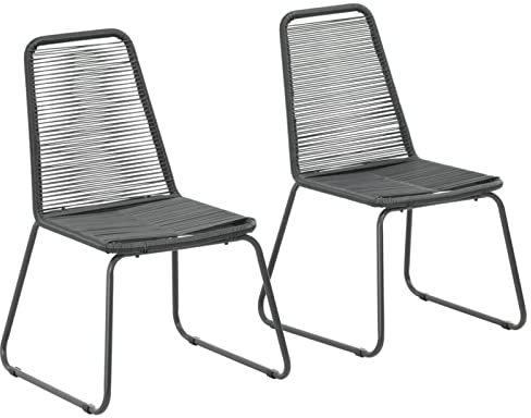 Leepesx Gartenstühle 2 STK. Gartenmöbel, Balkonstühle, Balkonmöbel, Bistrostuhl, Garten Stühle, Armlehnenstuhl, Poly Rattan Schwarz