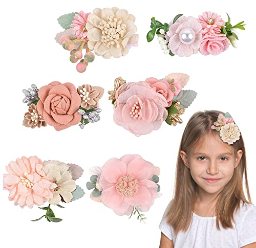 THATSRAD 6 Stück Blume Haarklammern Kinder Mädchen Blume Haarspange Haarschmuck Blumen Künstliche Blumenclips Haare Clip Kopfblume Baby Haarspangen Blume Haarclips für Kinder Kindertagsgeschenk