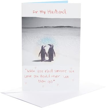 UK Greetings Geburtstagskarte für Ehemann – niedliches Pinguin-Design