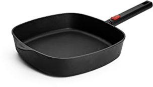 Woll Eco Logic QXR Viereckpfanne - Induktiv -, 28 x 28 cm, 6.5 cm hoch, mit abnehmbaren Stiel - Geeignet für alle Herdarten, PFAS-frei, Antihaft-Versiegelung, Aluminiumguss, backofenfest, schwarz