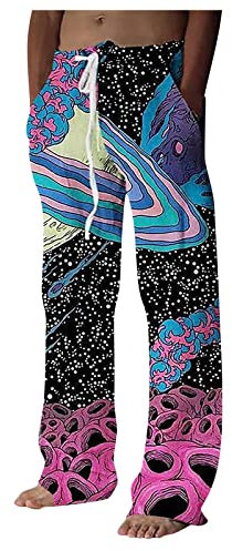 KONG JIMFAN Jogginghose Herren Schwarz Baumwolle Hip Hop Hosen Schlafanzug Overall Jogginghose Ohne Bündchen Herren Carpenter Workout Leggings Set Baggi Jeans Rucksack Herren Bein Kette