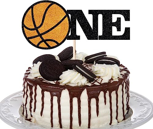WRACKKIAR Basketball One Cake Topper-First Birthday Cake Topper-Baby First Birthday Party Cake Decoration-Baby Shower cake topper (basketball)