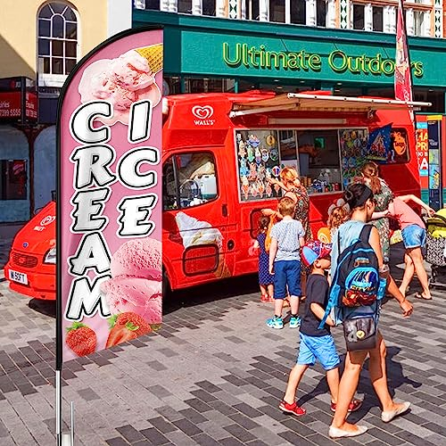 FSFLAG Eiscreme-Flagge, Eiscreme-Werbeschild, Federflagge, 2,4 m, Eiscreme-Banner, Flagge für kommerzielle Nutzung (nur Flagge)
