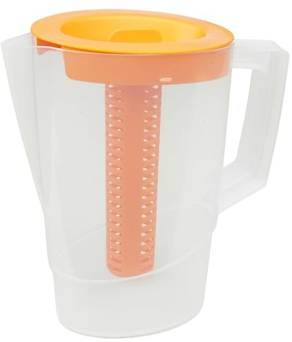 URBN-CHEF 2.2L Plastic Slim Fridge Water Juice Jug Dispenser Large Handle & Infusion Core (Orange)