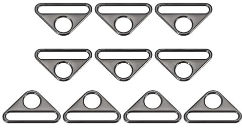 QUARKZMAN Dreieck Schnalle Versteller, 10 Stück Dreieckschnalle Triangle D Ring 50mm Dreiecks D Ringe Versteller mit Schwenkclip Taschenzubehör Ersatz für Taschen Gurtband, Dunkelgrau