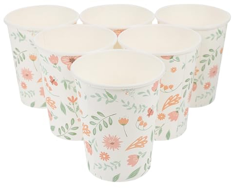 HAPINARY 32 Pièces En Carton Gobelets En Papier De Fête Petits Gobelets En Papier Tasse De Fête D'anniversaire Porte-boisson De Fête à Motifs Floraux Fleurs Porte-