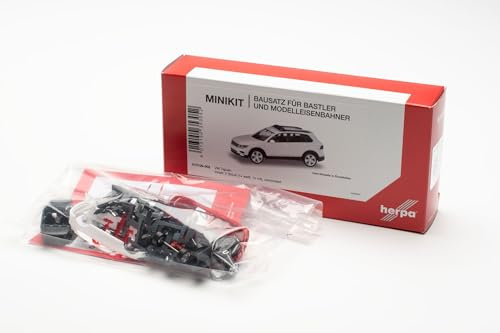 Herpa Modellbausatz MiniKit VW Tiguan mit Warnbalken (2er Set), Miniatur im Maßstab 1:87, Sammlerstück, Kit für Modellbau, Kunststoff, Rot, Weiß