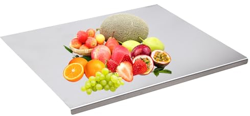 Quzente Tabla De Cortar De Acero Inoxidable, Protector De Encimera De Tabla De Cortar Resistente, Panel De Corte De Verduras Multifuncional Portátil para Masa Pastelería Frutas Carne