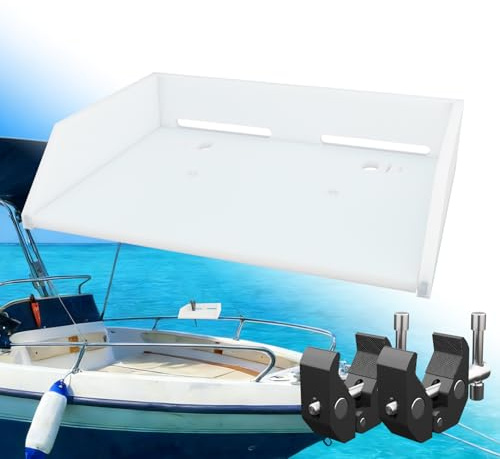 Fistihon Pontoon Boot Filet Tisch, Boot Schneidebrett Ködertisch Perfekte Fischschneidestation, Einfache Installation und sicheres Verriegelungssystem, für Stange weniger als 5,1 cm Schiffsgeländer