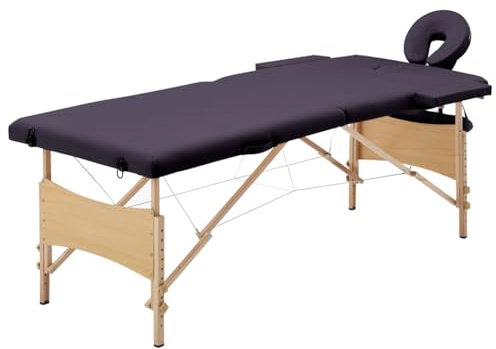 Rantry Table de massage pliable 2 zones en bois violet tables de massage