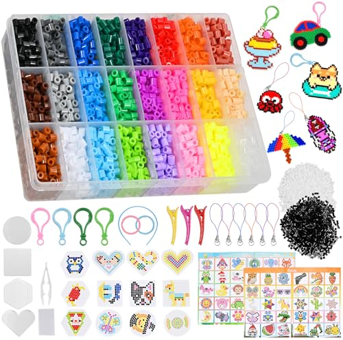 Faburo Hama Beads, 6300pcs 5mm de Planchar Las Cuentas Set, Juego de Cuentas de Planchar Con un Caja de Almacenamiento, Set de Perlas de Plancharpara Cumpleaños Navidad Regalo Niños DIY