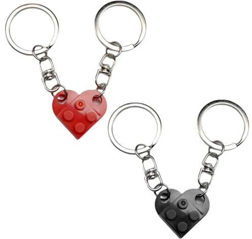 LuLiyLdJ Porte Clef Couple, Idee Cadeau Couple Original Porte Clef Coeur, Porte-clés Coeur, Porte-clés Partenaire, Porte Cle Amour Cadeaux Saint Valentin, Porte Clef Amoureux, 4 pièce