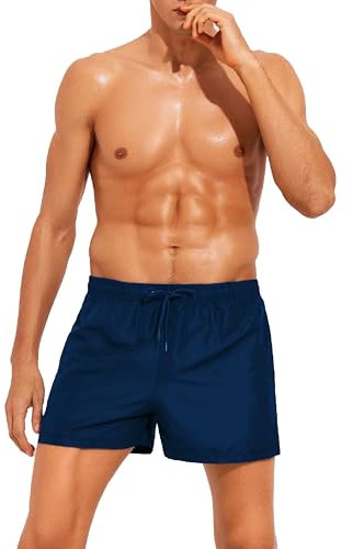 Pantaloncini da Bagno Uomo Costume da Spiaggia Boxer Mare Transpirante Asciugatura Veloce cod.18300 (IT, Testo, XL, Regular, Regular, Blu)