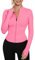 IECCP Gym Tops Damen Sport Tshirts Langarm Laufshirts Yoga Crop Top Fitness Sportshirt Leicht Workout Oberteil mit Daumenloch Rosa XS