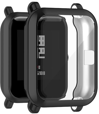 Hülle für Amazfit GTS 2 Mini Schutzfolie Schutzhülle, Silicone TPU Displayschutz Case Cover, Anti-Kratz Anti-Staub Schutz Gehäuse für Amazfit Bip U/U Pro/Bip S/S Lite/Bip/Bip Lite (Black)
