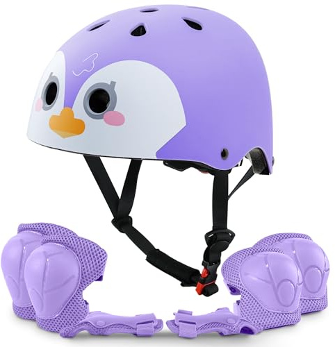 KAYMAN Kids Bike Helmet age 3 to 12, Adjustable Safety Gear for Boys and Girls, Suited to Scooter, Cycling, Skateboard & Roller Skating - Protection for Boys & Girls (Penguin)