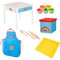 roba x Play-Doh Basteltisch mit Hocker - Spielset aus FSC-zertifiziertem Holz mit 6 Knetdosen, Holzwerkzeugen, 3D-Kreativmatte, Schürze & Aufbewahrungsbox - Ab 3 Jahren