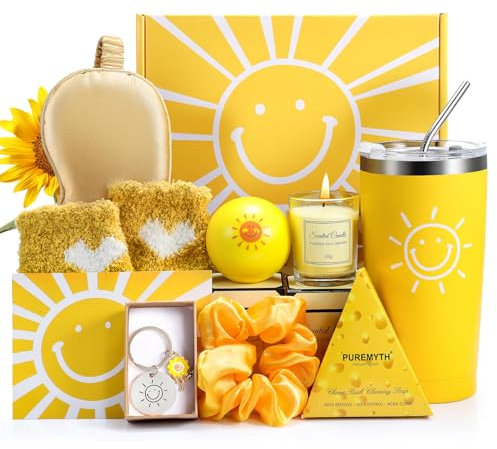 10pcs Birthday Gifts for Women, Early Christmas Presents Sending Sunshine Cheer Up Pamper Gifts for Her Thank You & Get Well Soon Baskets Self Care Package Relaxation Gifts