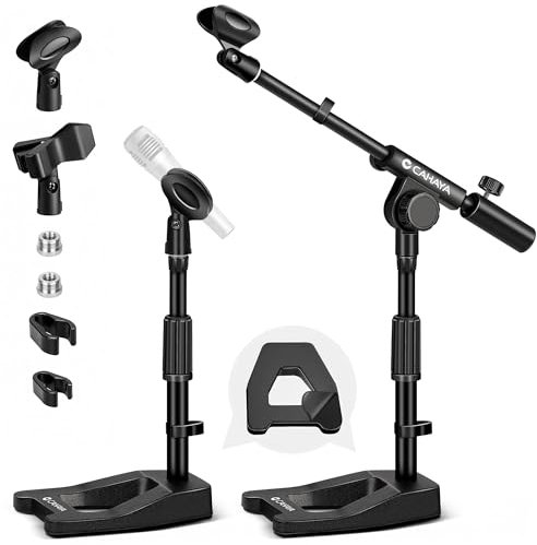 CAHAYA Stable Desktop Microphone Stand: Mic Stand with Loading Capacity 4000g Load Capacity Compatible with Most Shock Mounts by Barrel/Clothespin Style Clip and 3/8 to 5/8 Screw Adapter