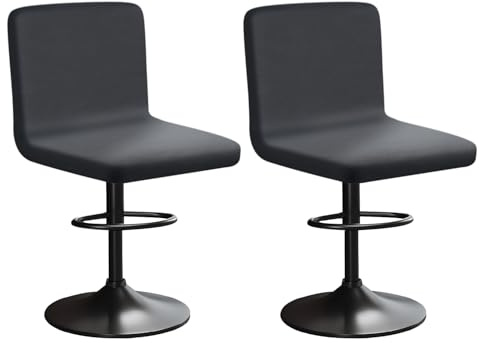 HuaLiSiJi Stretch Barhocker Stuhlhussen Bezüge Bezug Barhocker mit Lehne Samt Bar Stuhlhussen, Luxuriöser Stoff,Einer Weichen Textur, Dehnbar Knitterfrei Waschbar Staubdicht (2, Grau)