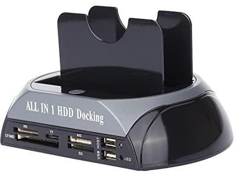Doppelschacht-Festplatten-Dockingstation, Backup-Funktion, IDE/Serial ATA 2.5/3.5 Dockstation, Standdesign für das , Schwarz/Rot (Matybobe68h45g2bis-EU)