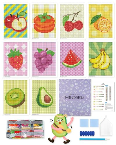 forever young Minigem Diamond Painting Klein, 10 Stück Frucht Karten | 10 Stück 5x7 Zoll Karten quadratische Diamond Painting Kits für Anfänger, ideal zum Sammeln, Ausstellen und Entspannen.