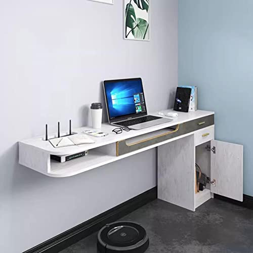 An der Wand montierter Arbeitstisch und Fernsehschrank – Schwebende Medienkonsole mit Regal für Homeoffice und Schlafzimmer, Eckregale für audiovisuelle Geräte und Schreibtisch