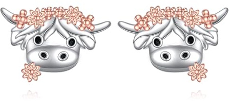 DAYLINLOVE Flamingo/Dackel/Shih Tzu/küken/Einhorn/Highland Rind/Pferd/Igel Ohrringe 925 Sterling Silber Süße Tier Ohrstecker Tier Schmuck für Frauen Freund Geburtstags Geschenke