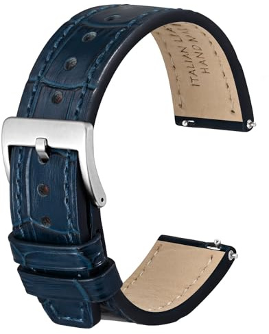 Anbeer Italienisches Alligatorleder mit geprägtem Muster,Schnellverschluss Kalbsleder Uhrenarmband für Männer Frauen,Bandbreite 18mm 20mm 22mm 24mm