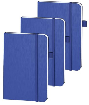 ONAVIA A6 Hardcover Liniertes Taschen-Notizbuch 3er Pack, 80 Blatt, Blau | 160 Seiten, 10,5 × 14,8 cm, Hardcover, Liniert, Notizbuch für Arbeit, Studium und Meetings
