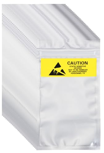 sourcing map 200 Pcs Anti Static Bags 3.1 x 5.9 Resealable ESD Shielding Bag with Labels for Hard Drive HDD SSD Electronic Device Motherboards, Silver