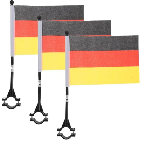 CIYODO Deutschlandfahne Mit Stab 3 Stück Fahrradflagge Für Lenker Sichtbare Fahrraddekoration Für Radfahren Auto Und Motorrad Einfache Montage Ohne Werkzeug