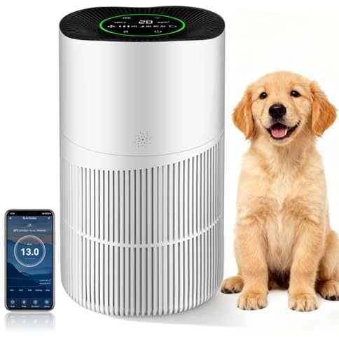 Air Purifiers for Large Home Bedroom, CADR 403m³/h, Alexa Enabled, HEPA Filter with PM2.5 Intelligent Air Quality Sensor, Auto Mode, Targets Pollen, Dust, Smoke, Pet Allergens