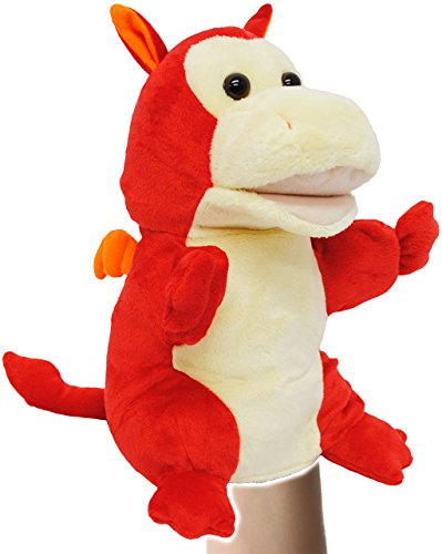 alles-meine.de GmbH Handpuppe/Handspielpuppe - Drache - Mund bespielbar & Arme beweglich - superweich - Handpuppen Kasperletheater - Stofftier/Drachen - Plüschtier - Plüs..