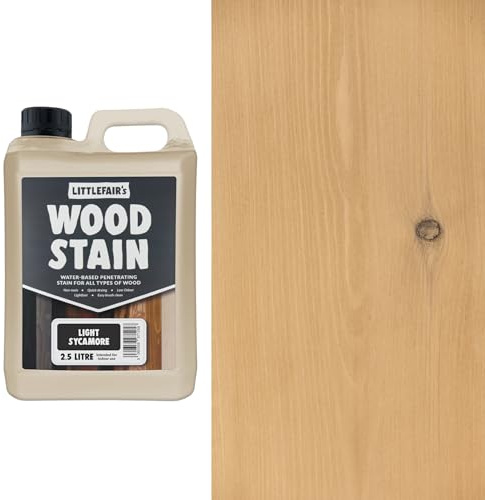 Littlefair's Wood Stain Water Based - 2.5 LTR - Indoor Furniture Stain Light & Dark Finishes - Special Non Toxic & Eco Friendly Formula - Wood Stain for Crafts - Colour: Light Sycamore