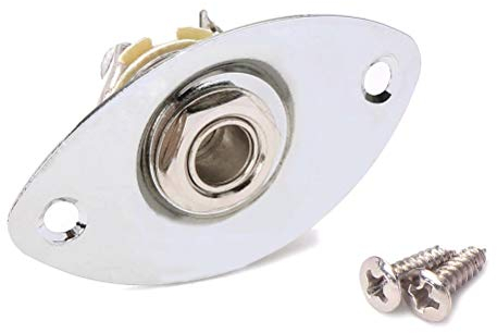 SUPVOX Oval Gitarre Jack Platte Jackplate Metall Eingerückt 1/4 Zoll Oval Pickup Output Input Klinkenbuchse 6,35 mm Mit 2 Befestigungsschrauben für E-gitarre Bass (Silber)
