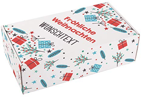 Herz & Heim® Personalisierter Geschenkkarton zu Weihnachten mit Ihrem Wunschtext auf dem Deckel L