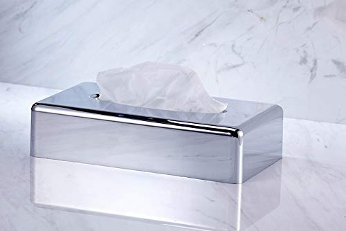 VINN DUNN - Dispenser rettangolare per fazzoletti, dispenser per fazzoletti Kleenex per il viso, dispenser per tovaglioli, per bagno, piano di lavoro, tavolo da trucco, colore: argento cromato