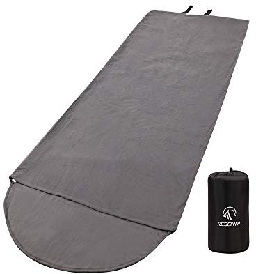 REDCAMP Weicher Fleece-Schlafsack für Erwachsene, Schlafsack Decke mit Kapuze für Camping, Reisen, Wandern, Rucksackreisen, Hotels bei kaltem Wetter, grau
