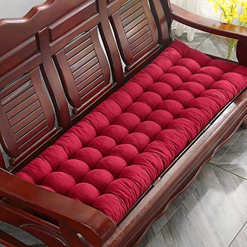 Lesong Bench Mat Seat Cushion,Thick Bench Pad Rectangle Soft Chaise Swing Chair Cushion for Garden Outdoor Wooden Metal Bench 2 3 Seater-48 * 150cm-Red