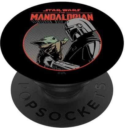 Star Wars The Mandalorian Mando and Grogu Retro Comic Style PopSockets Klebender PopGrip
