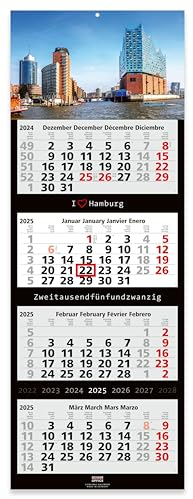 Geiger-Office -4-Monats-Wandkalender 2025 HAMBURG Großformat 33 x 90 cm mit attraktivem -Bildmotiv Hamburg