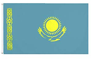 Stormflag Kasachstan Flagges (90cmx150cm) Polyester Pongee 90g mit Ösen mit Doppelnadel genäht.